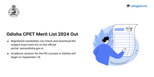 Odisha CPET Merit List 2024 Released @pg.samsodisha.gov.in; Get Direct Link Here